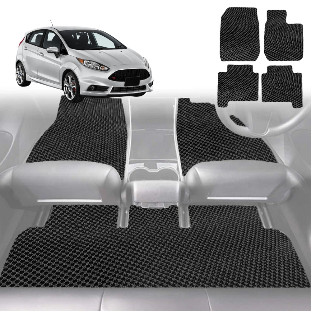 6D Diamond Car Floor Mats for Ford Fiesta 2008-2018-Full Set-Black-Outback GT