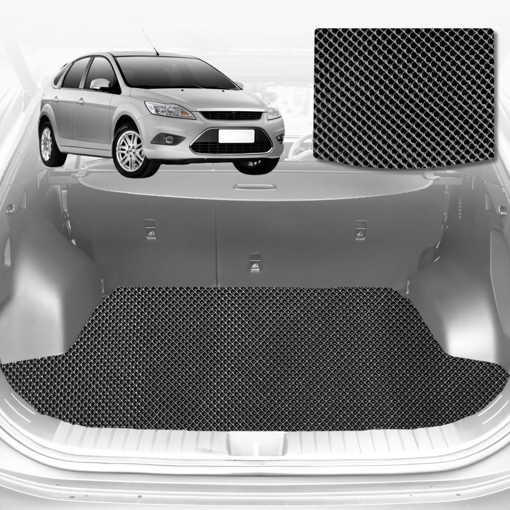6D Diamond Car Boot Mat for Ford Focus LS, LW,LW MKII, LZ2011-2018 Hatch | Heavy Duty Carpet Liner