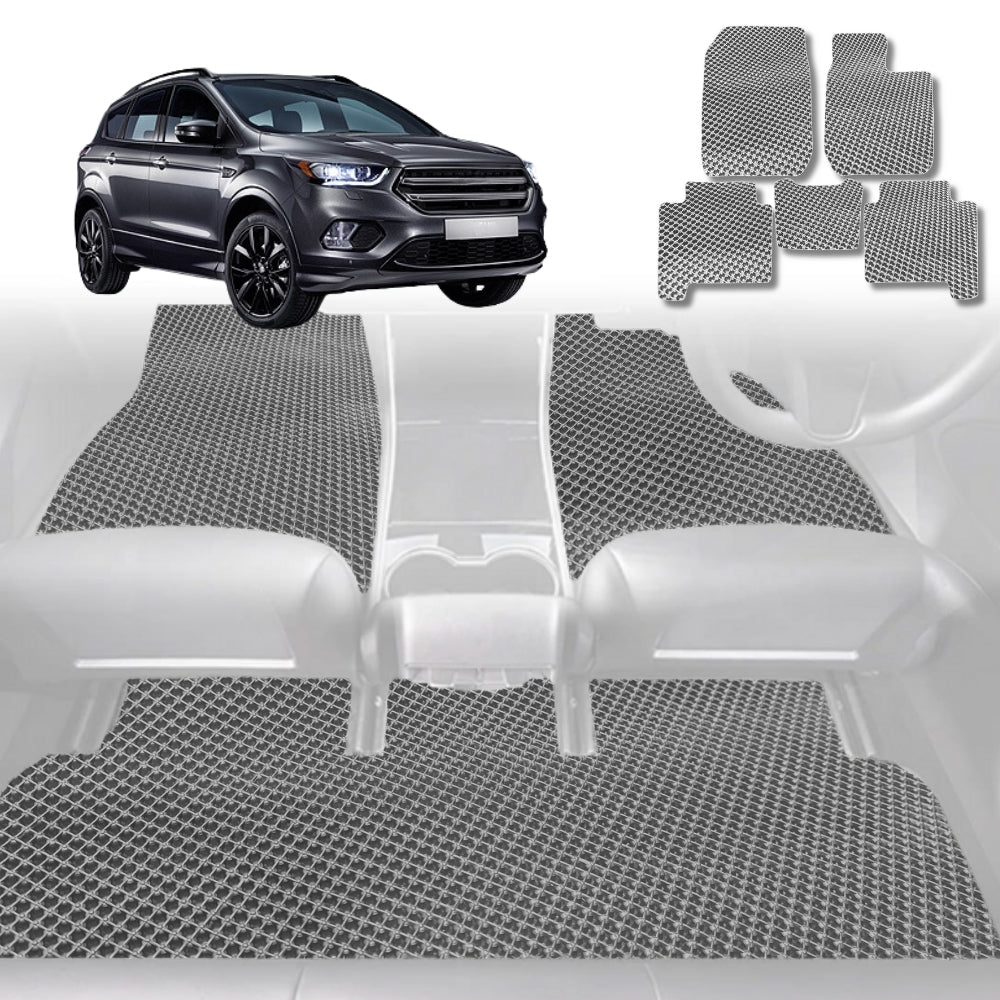 6D Diamond Car Floor Mats for Ford Kuga TF 2012-2016-Full Set-Grey-Outback GT