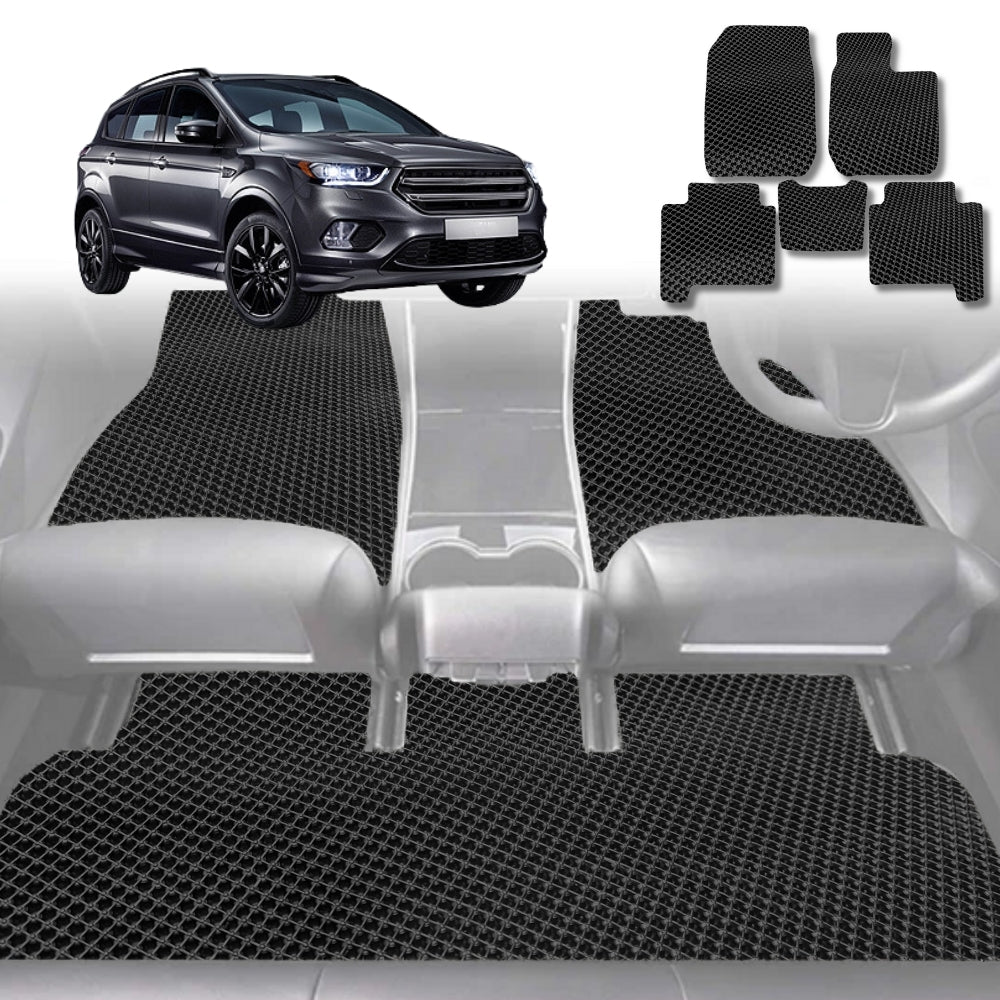 6D Diamond Car Floor Mats for Ford Kuga TF 2012-2016-Full Set-Black-Outback GT