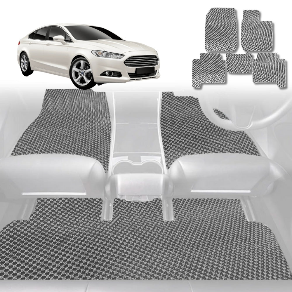 6D Diamond Car Floor Mats for Ford Mondeo 2015-2019 Sedan-Full Set-Grey-Outback GT
