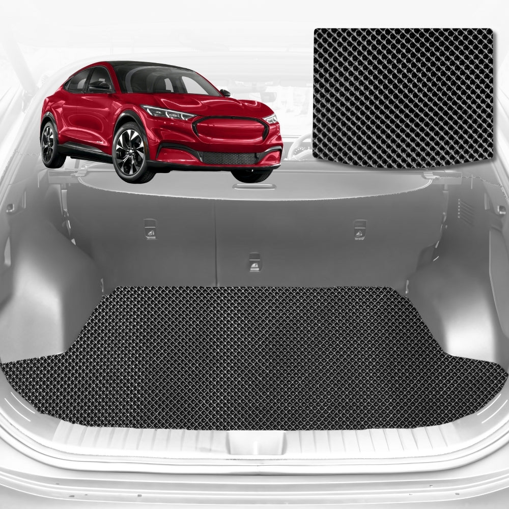 6D Diamond Car Boot Mat for Ford Mustang Mach-E 2021-Current (upper+lower) | Heavy Duty Carpet Liner
