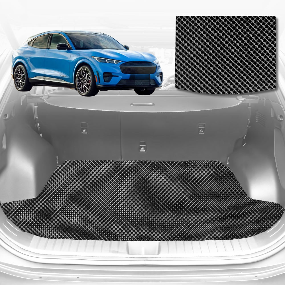 6D Diamond Car Boot Mat for Ford Mustang (S550)2015-2024 (without right ear) | Heavy Duty Carpet Liner