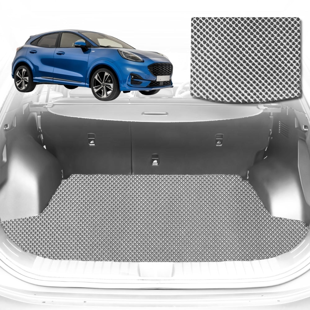 6D Diamond Car Boot Mat for Ford Puma JK2019-Current-Cargo Mat-Grey-Outback GT