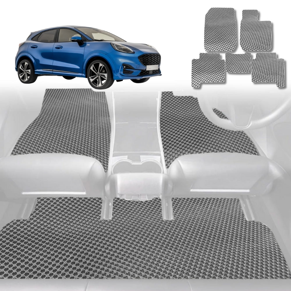 6D Diamond Car Floor Mats for Ford Puma 2019-Current-Full Set-Grey-Outback GT