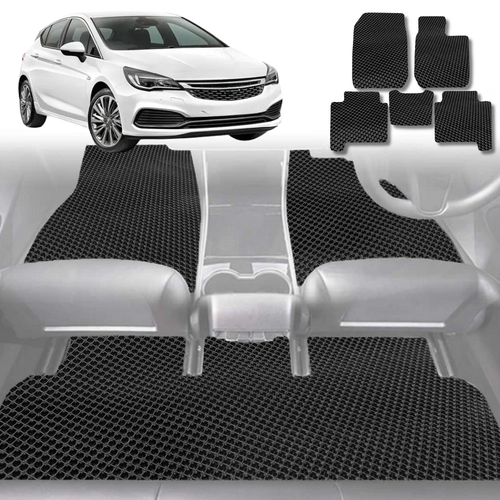 6D Diamond Car Floor Mats for Holden Astra 2016-2020-Full Set-Black-Outback GT