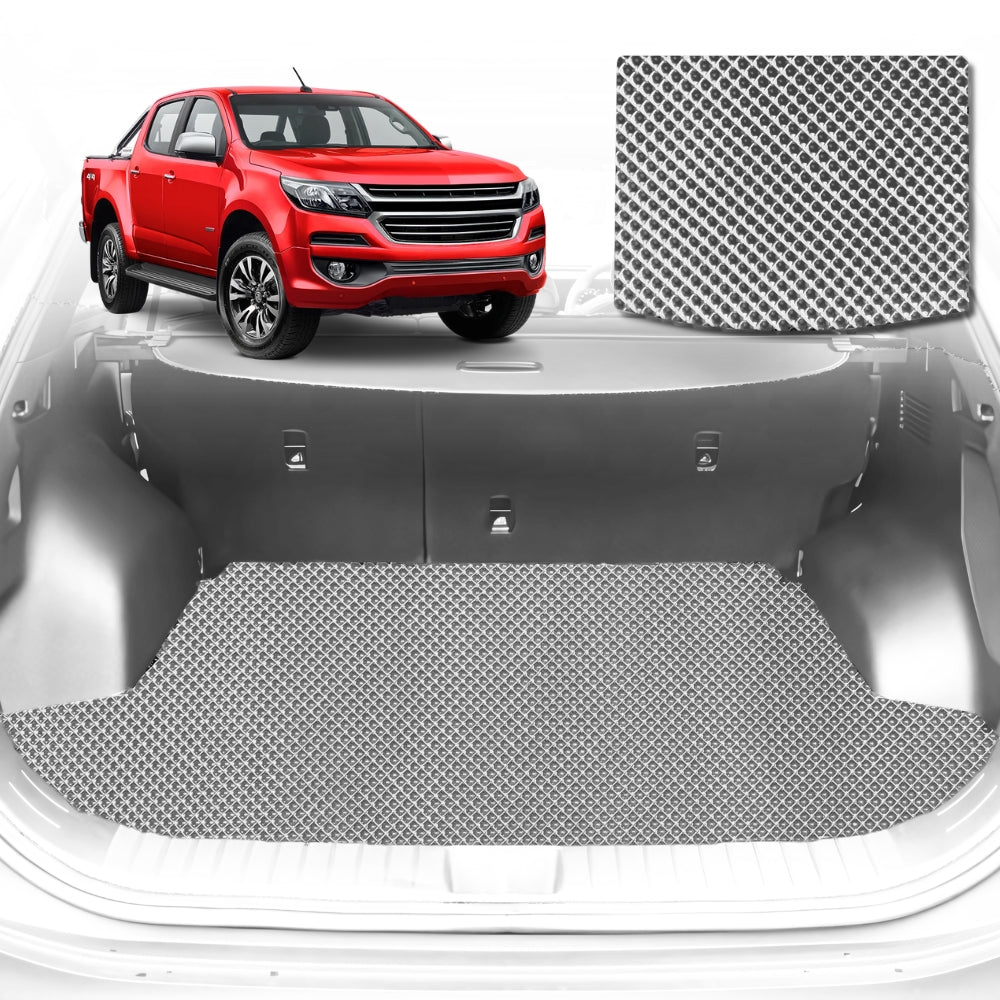 6D Diamond Car Boot Mat for Holden Colorado 7 RG2012-2020-(3rd Row seats up/7 seater)-Cargo Mat-Grey-Outback GT