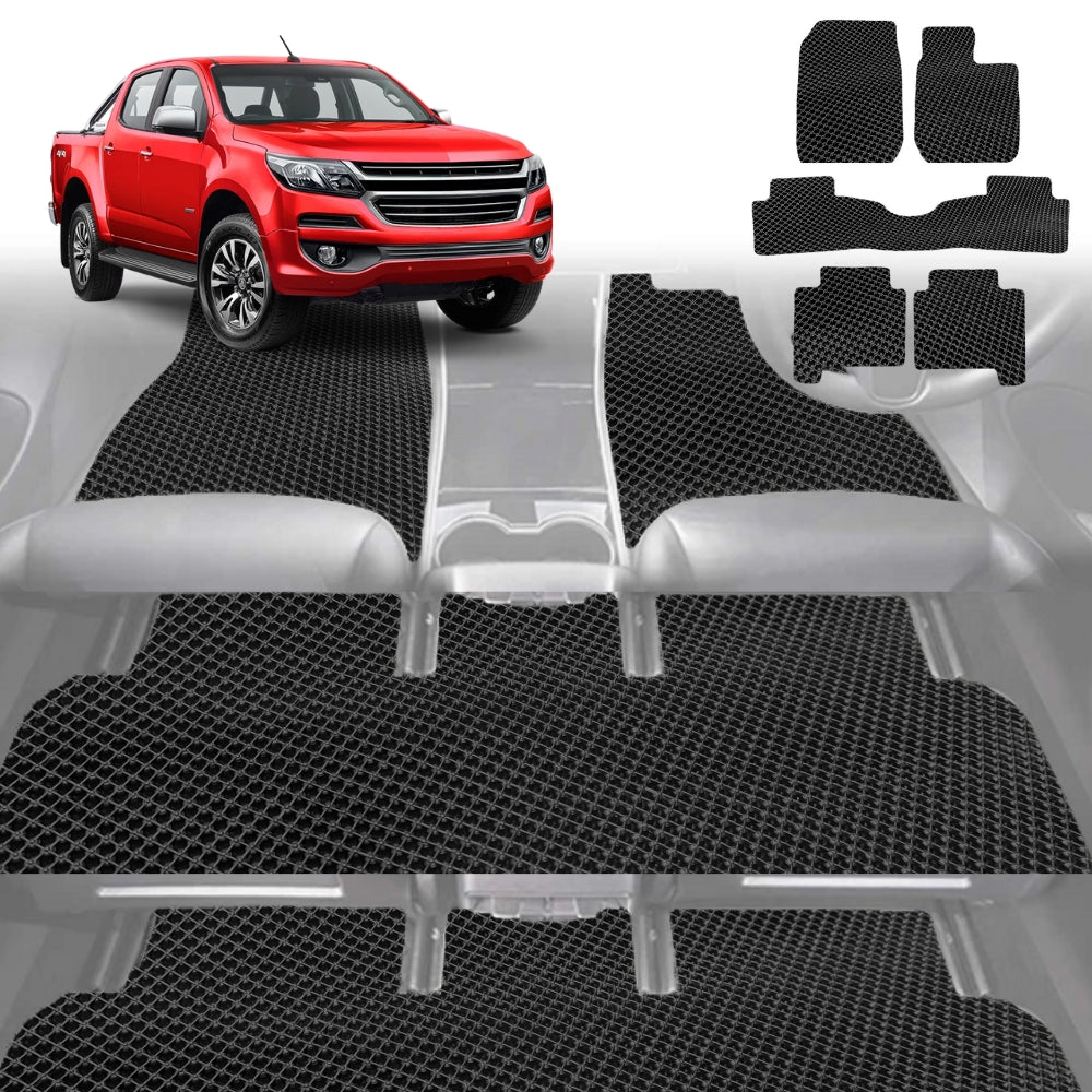 6D Diamond Car Floor Mats for Holden Colorado 7 2012-2020-Ultimate Set-Black-Outback GT