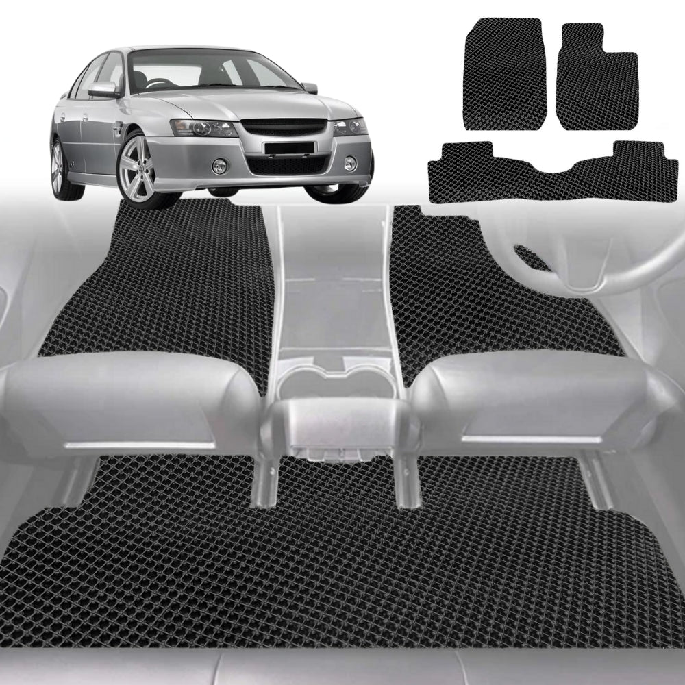 6D Diamond Car Floor Mats for Holden Commodore 1997-2006-Full Set-Black-Outback GT