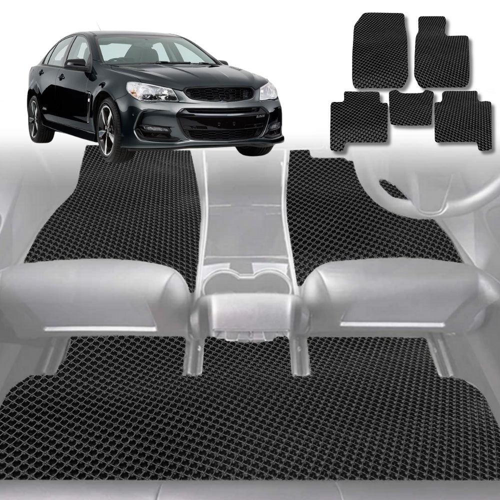 6D Diamond Car Floor Mats for Holden Commodore 2007-2013-Full Set-Black-Outback GT