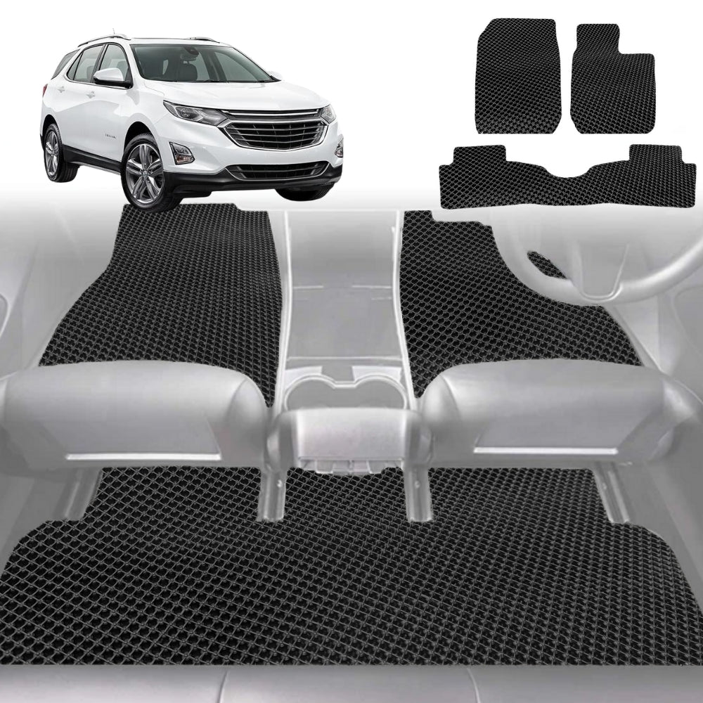 6D Diamond Car Floor Mats for Holden Equinox 2017-2020-Full Set-Black-Outback GT