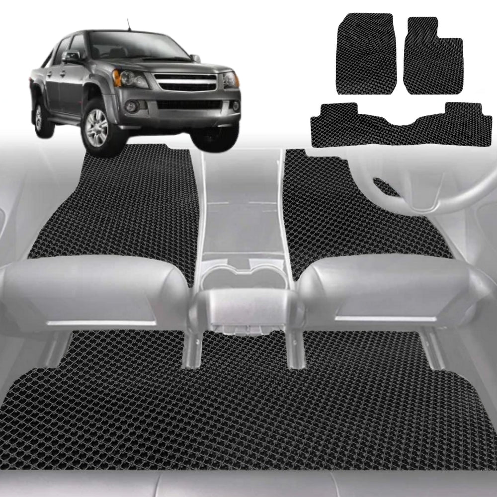 6D Diamond Car Floor Mats for Holden Rodeo 2003-2008-Full Set-Black-Outback GT
