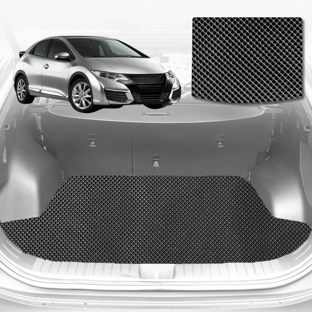6D Diamond Car Boot Mat for Honda Civic (Hatch, 9th Gen)2012-2016-Sedan-Cargo Mat-Black-Outback GT