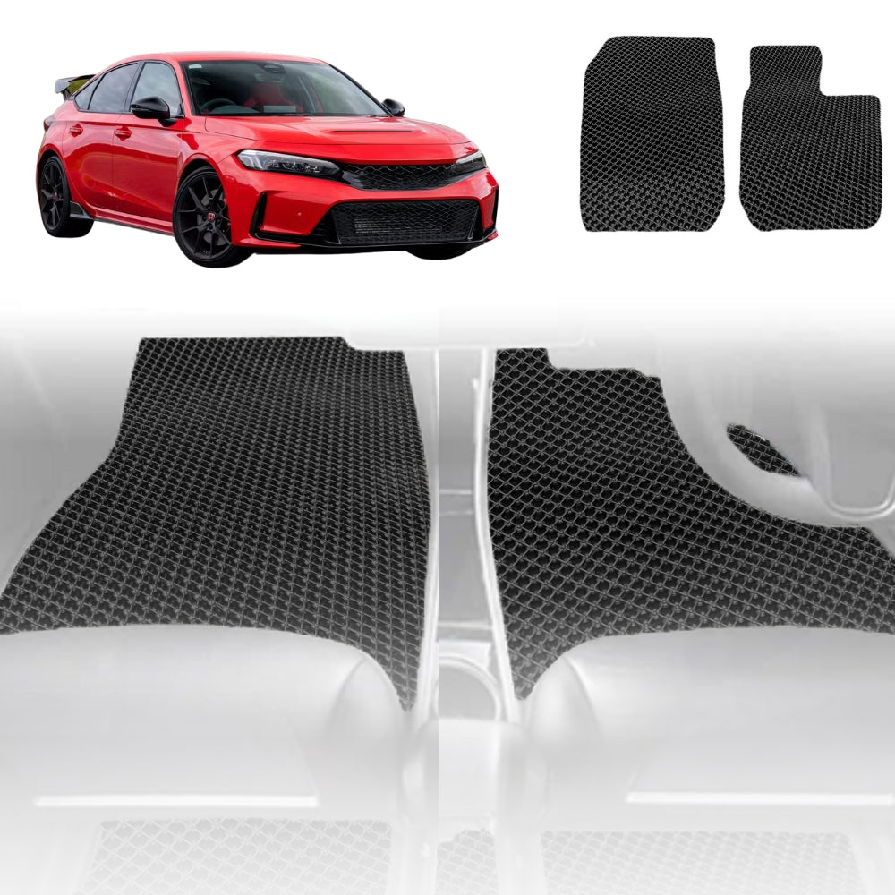 6D Diamond Car Floor Mats for Honda Civic 2012-2016 9th Gen Sedan-Full Set-Grey-Outback GT