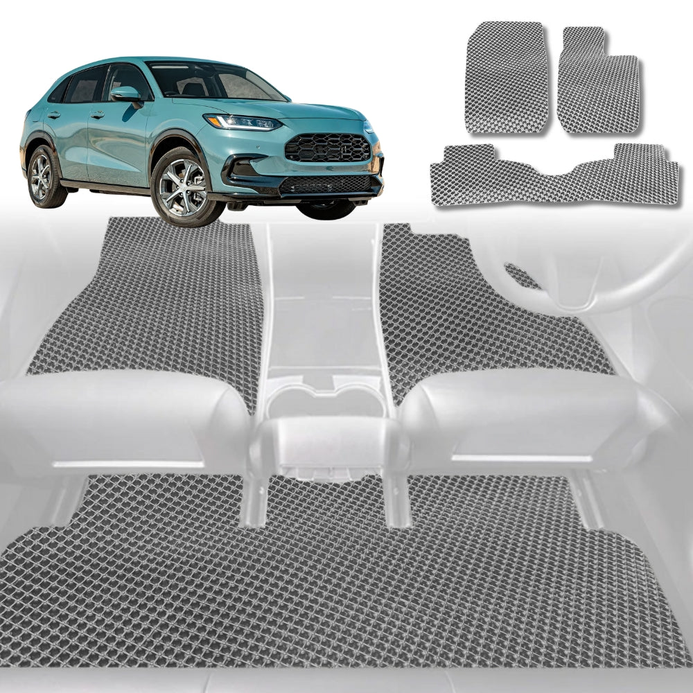 6D Diamond Car Floor Mats for Honda HR-V (RV)2022-Current-Full Set-Grey-Outback GT