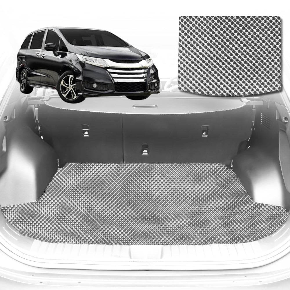 6D Diamond Car Boot Mat for Honda Odyssey Luxury 7 Seater (ViL)2014-2020-Cargo Mat-Grey-Outback GT