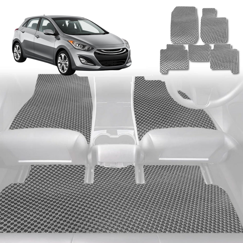 6D Diamond Car Floor Mats for Hyundai Elantra 2011-2015-Full Set-Grey-Outback GT