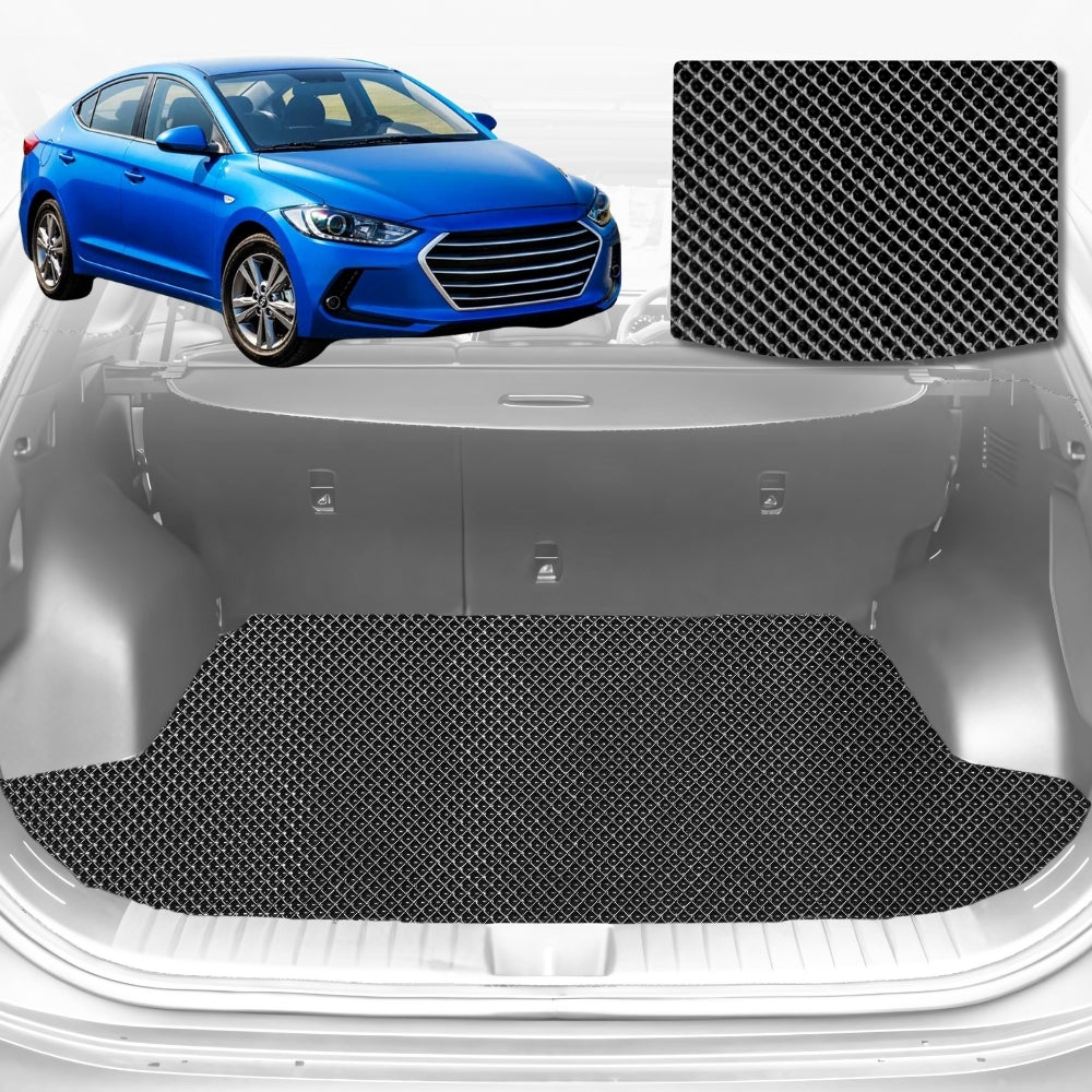 6D Diamond Car Boot Mat for Hyundai Elantra AD2016-2020-Sedan-Cargo Mat-Black-Outback GT