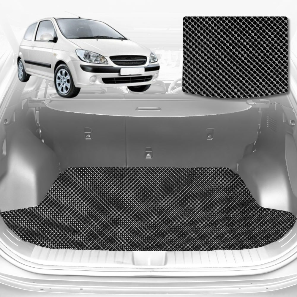 6D Diamond Car Boot Mat for Hyundai Getz 2002-2011-Cargo Mat-Black-Outback GT