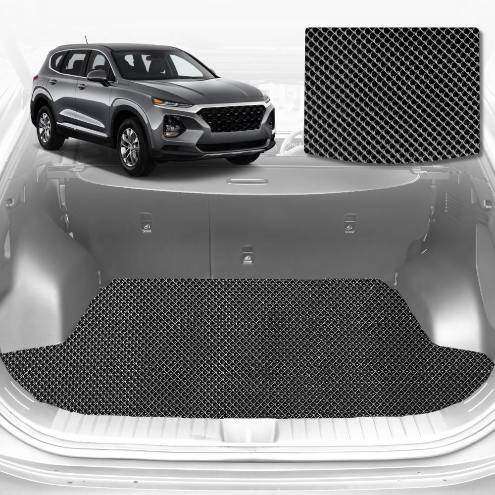 6D Diamond Car Boot Mat for Hyundai Santa Fe (TM)2019-Current-Cargo Mat-Black-Outback GT