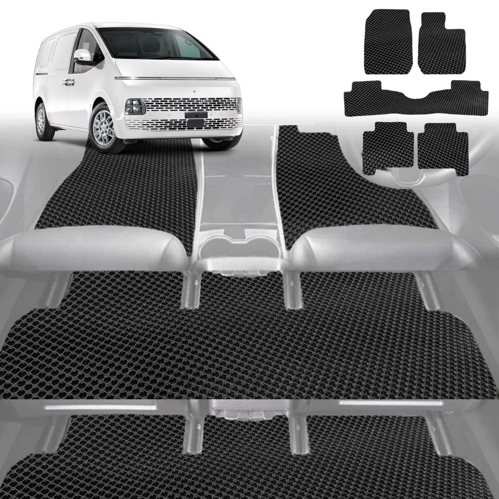 6D Diamond Car Floor Mats for Hyundai Staria 2021-Current-Ultimate Set-Black-Outback GT