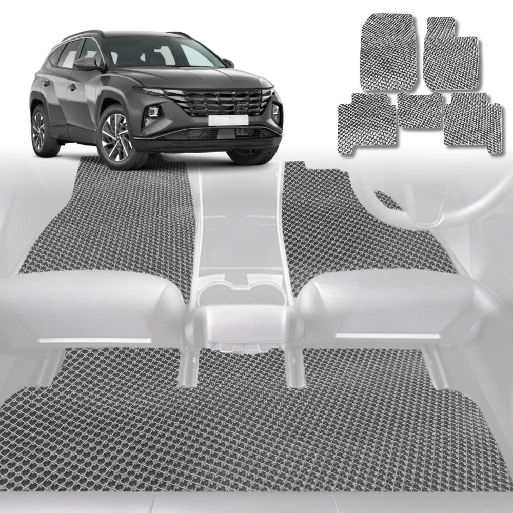 6D Diamond Car Floor Mats for Hyundai Tucson 2021-Current-Full Set-Grey-Outback GT