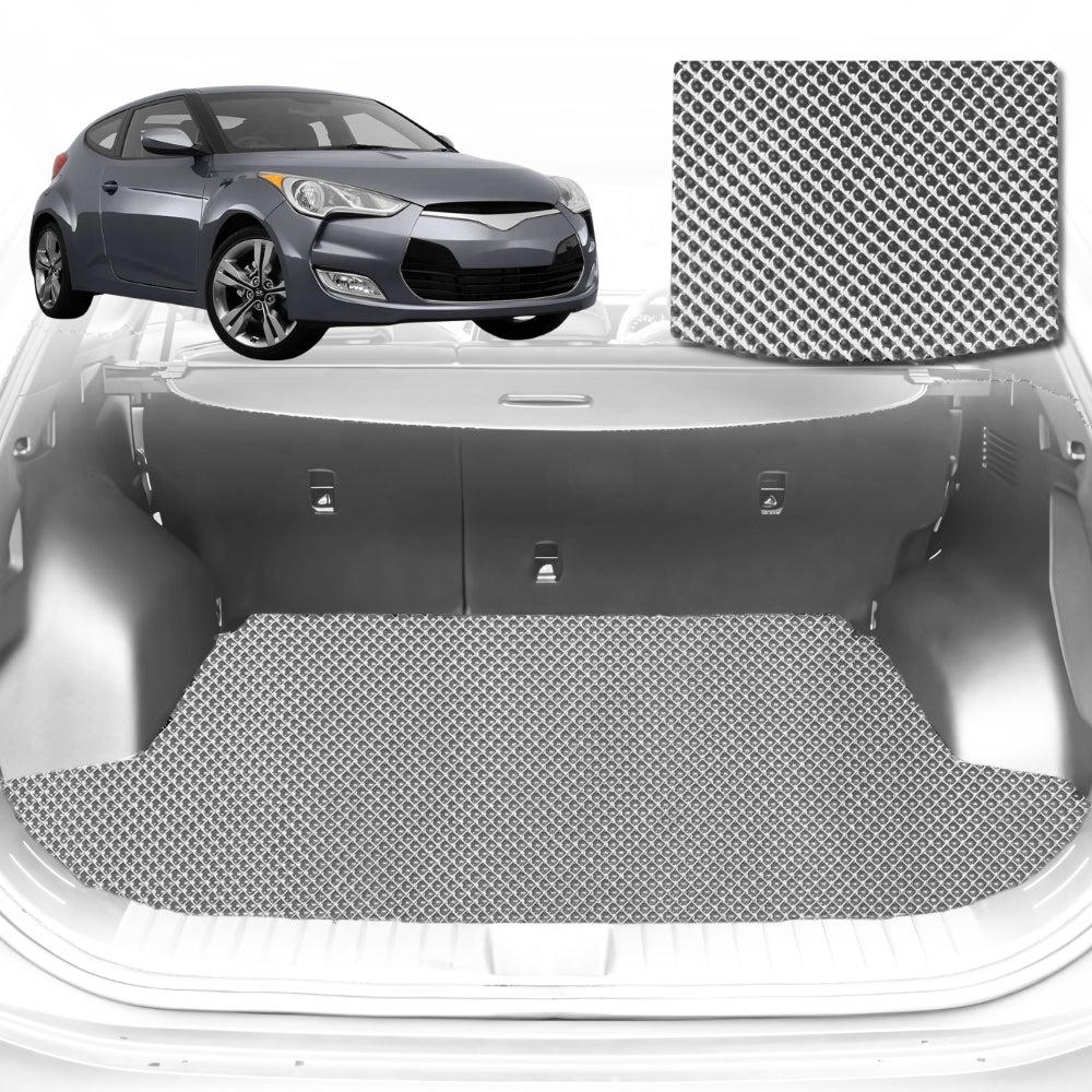 6D Diamond Car Boot Mat for Hyundai Veloster (FS)2011-2018-Hatch-Cargo Mat-Grey-Outback GT
