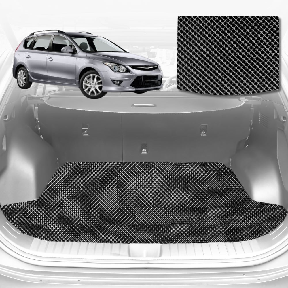 6D Diamond Car Boot Mat for Hyundai i30 FD2007-2012-Wagon-Cargo Mat-Black-Outback GT