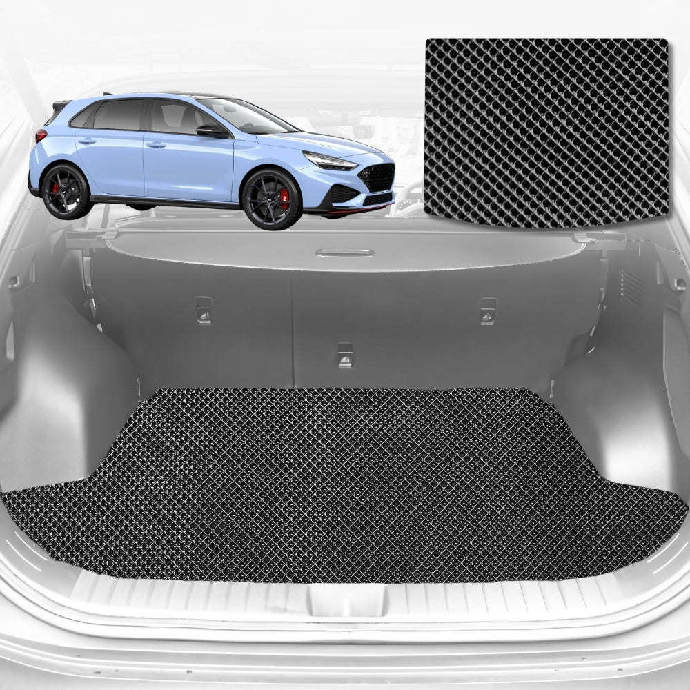 6D Diamond Car Boot Mat for Hyundai i20 N (BC3/BI3)2020-Current-Hatch-Cargo Mat-Black-Outback GT