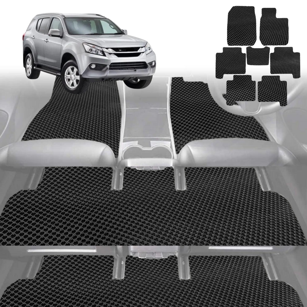 6D Diamond Car Floor Mats for Isuzu MU-X 2013-2020-Ultimate Set-Black-Outback GT