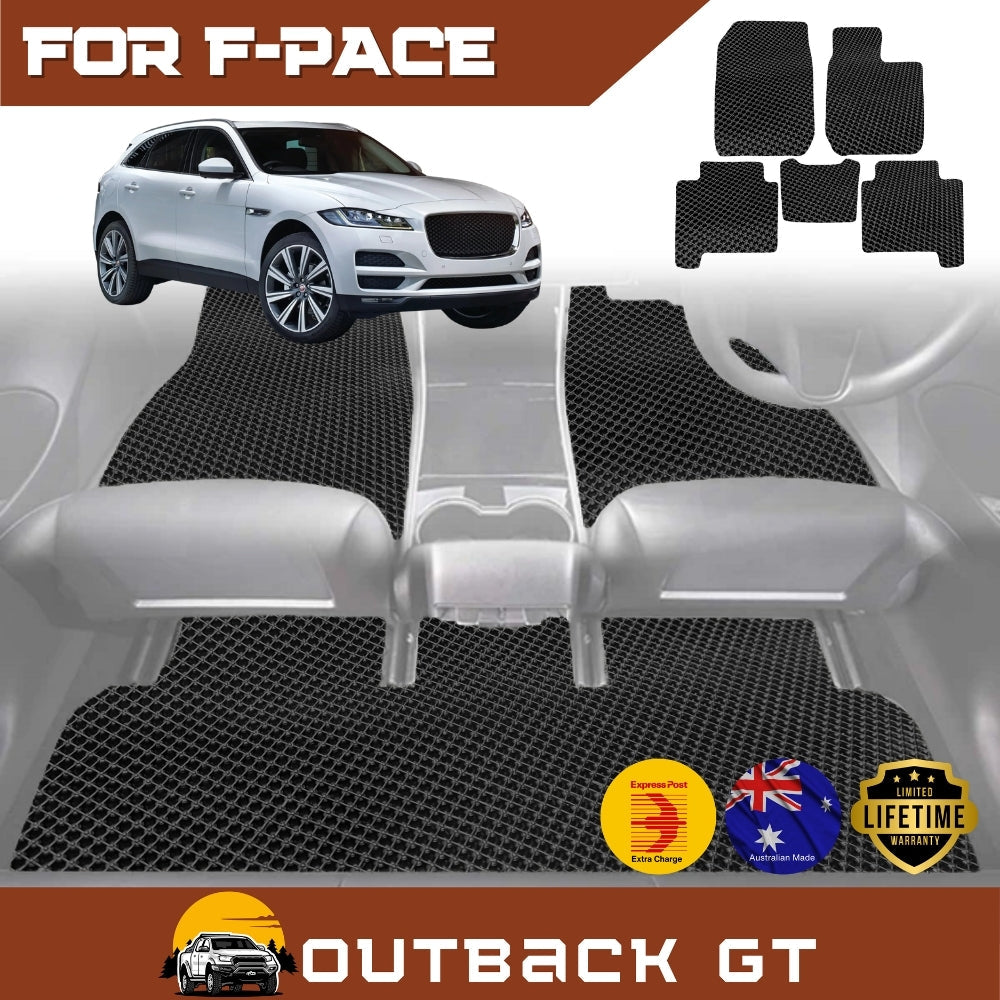 6D Diamond Car Floor Mats for Jaguar F-PACE 2016-Current Full Set | Heavy Duty Carpet Liner
