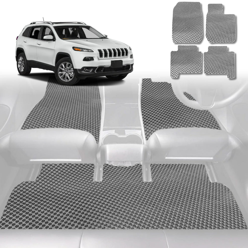 6D Diamond Car Floor Mats for Jeep Cherokee 2014-Current-Full Set-Grey-Outback GT