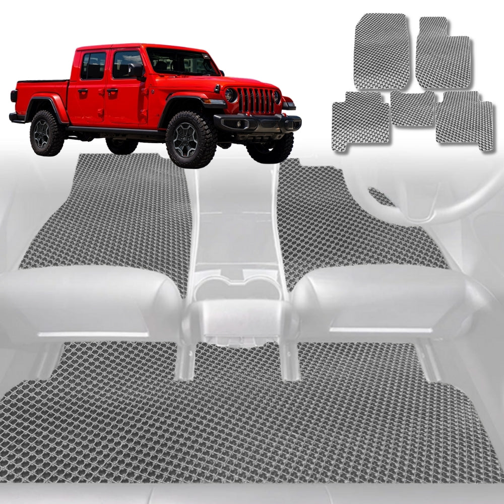 6D Diamond Car Floor Mats for Jeep Gladiator 2020-Current-Full Set-Grey-Outback GT