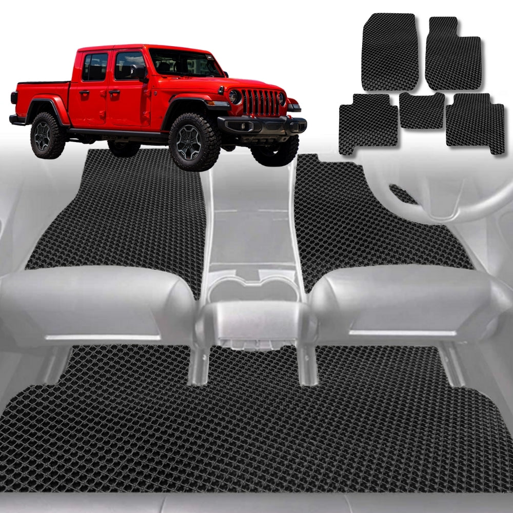 6D Diamond Car Floor Mats for Jeep Gladiator 2020-Current-Full Set-Black-Outback GT
