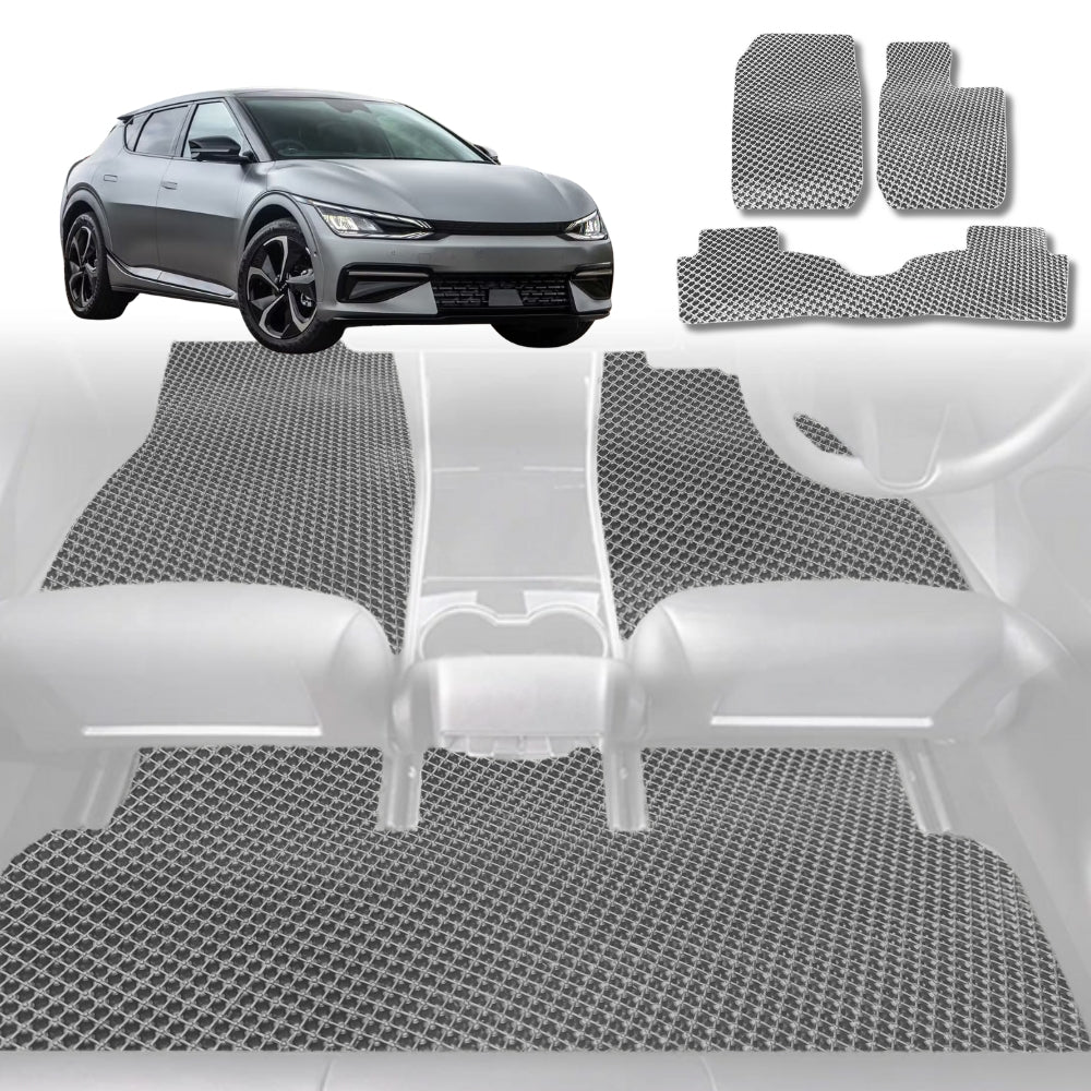 6D Diamond Car Floor Mats for Kia EV6 2022-Current-Full Set-Grey-Outback GT