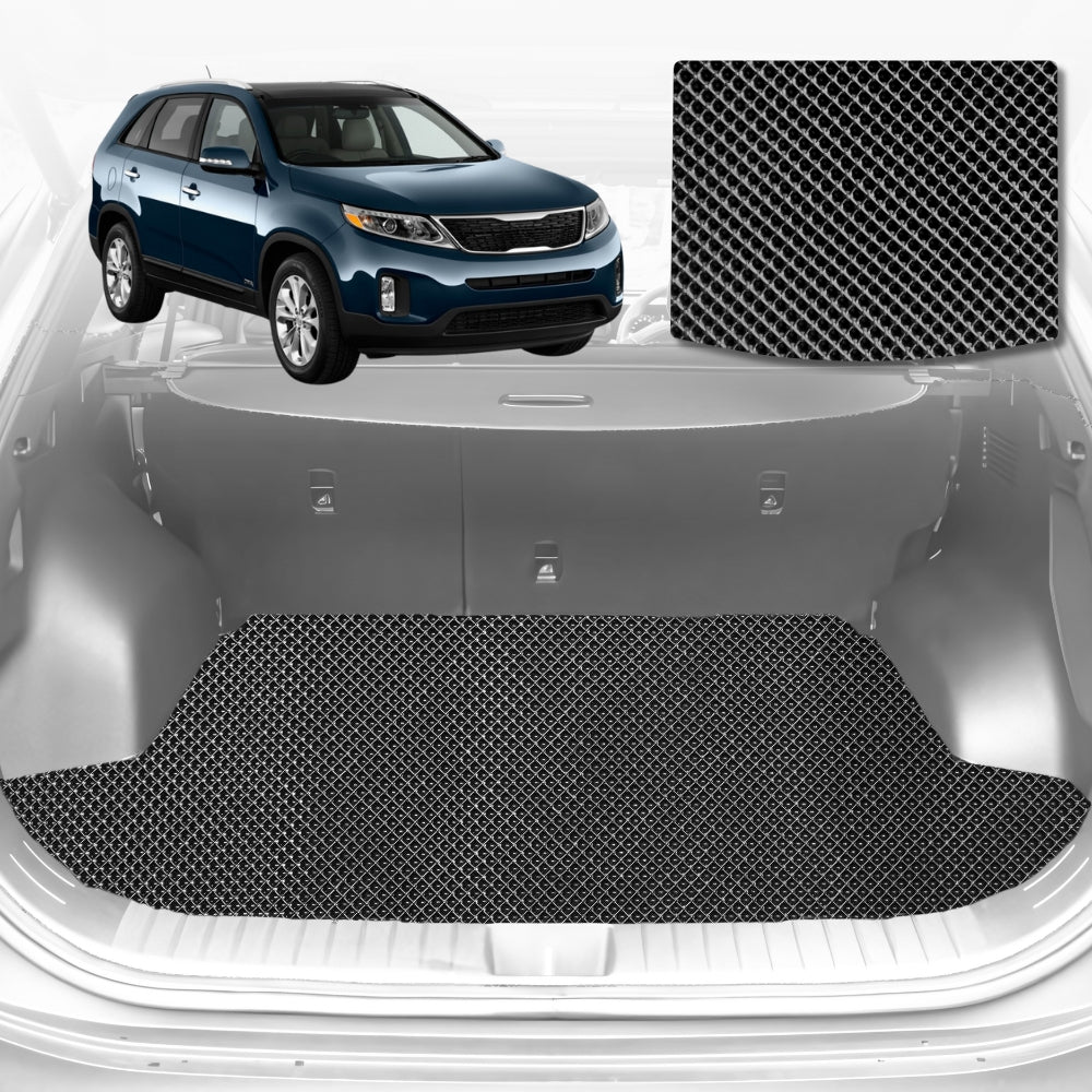 6D Diamond Car Boot Mat for Kia Sorento (XM)2009-2015-(3rd Row folded/5 seater)-Cargo Mat-Black-Outback GT