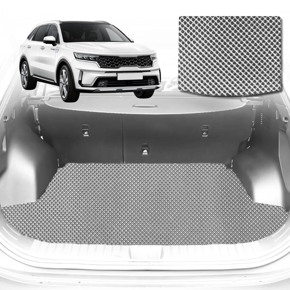 6D Diamond Car Boot Mat for Kia Sorento (MQ4)2021-Current-Cargo Mat-Grey-Outback GT