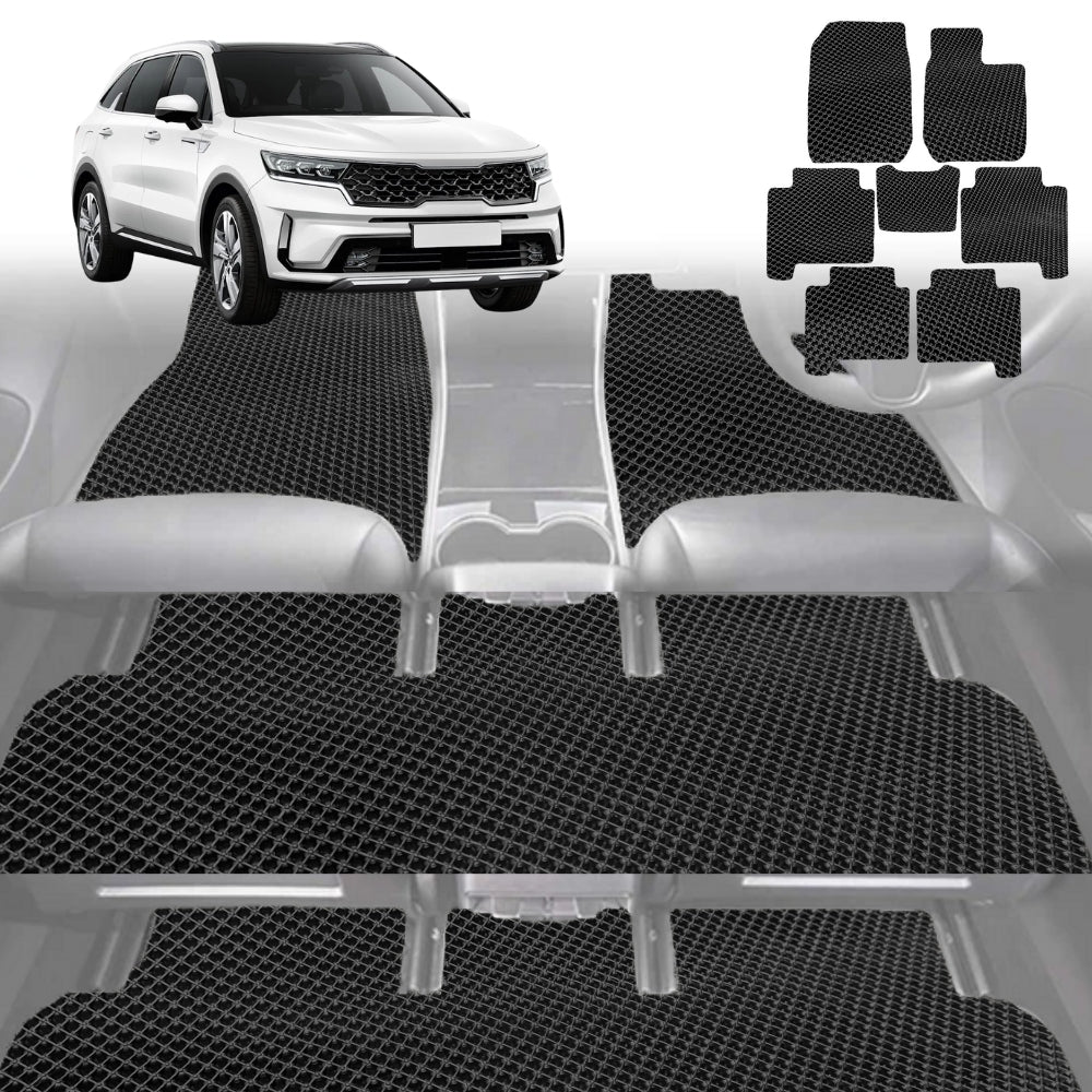 6D Diamond Car Floor Mats for Kia Sorento 2021-Current-Ultimate Set-Black-Outback GT