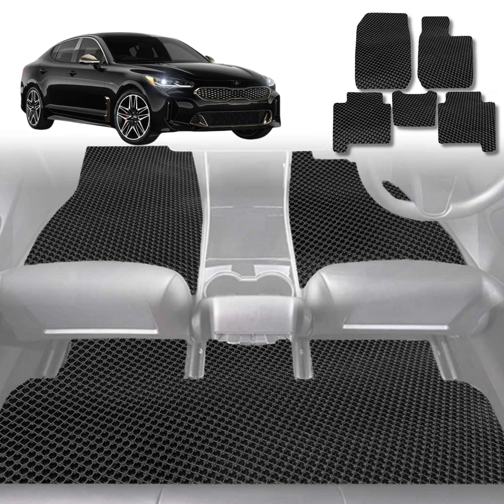 6D Diamond Car Floor Mats for Kia Stinger 2017-Current-Full Set-Black-Outback GT