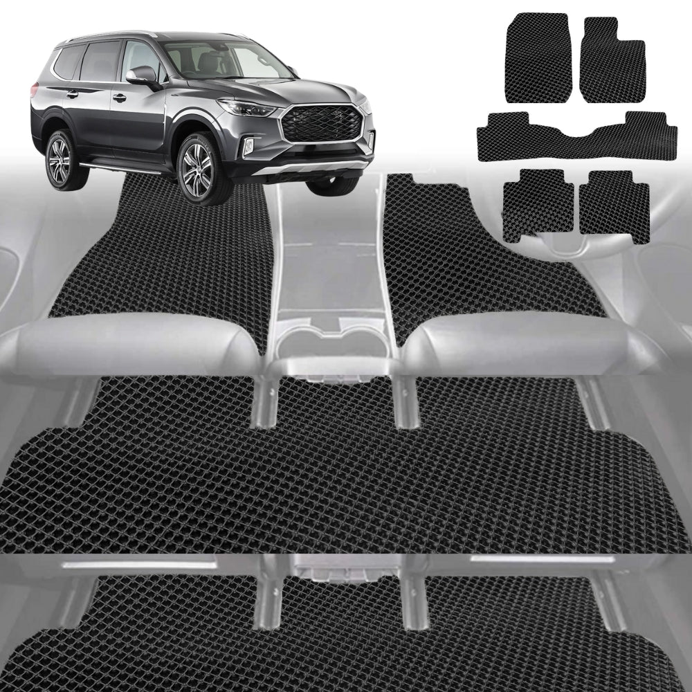 6D Diamond Car Floor Mats for LDV D90 2017-Current-Ultimate Set-Black-Outback GT