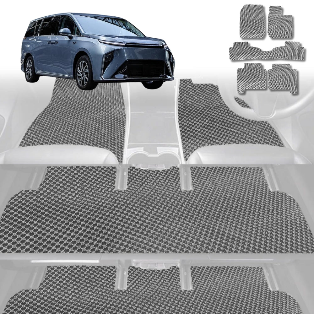 6D Diamond Car Floor Mats for LDV Mifa 9 2021-Current-Ultimate Set-Grey-Outback GT