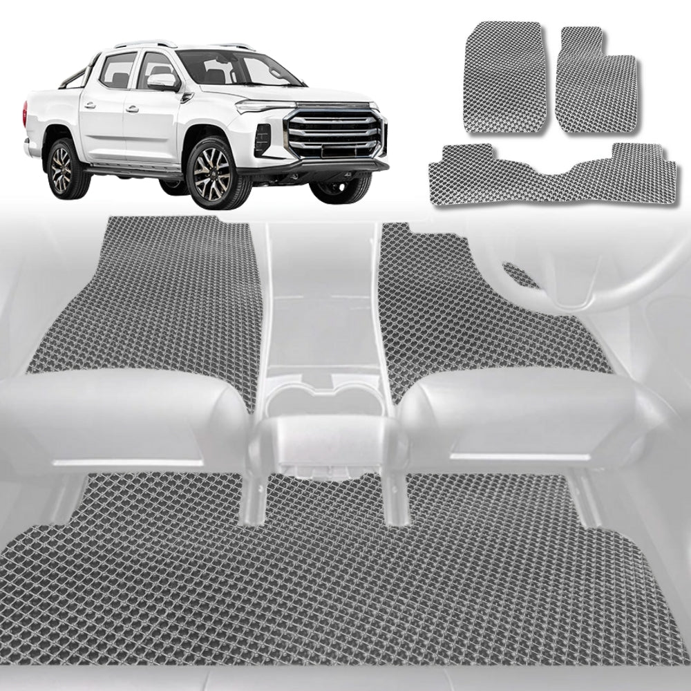 6D Diamond Car Floor Mats for LDV T60 Max 2017-Current-Full Set-Grey-Outback GT
