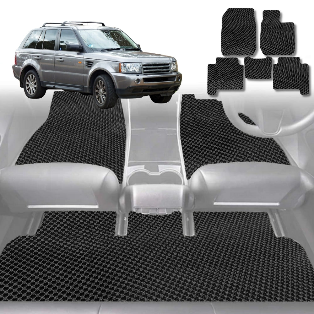 6D Diamond Car Floor Mats for Land Rover Range Rover Sport 2005-2013-Full Set-Black-Outback GT