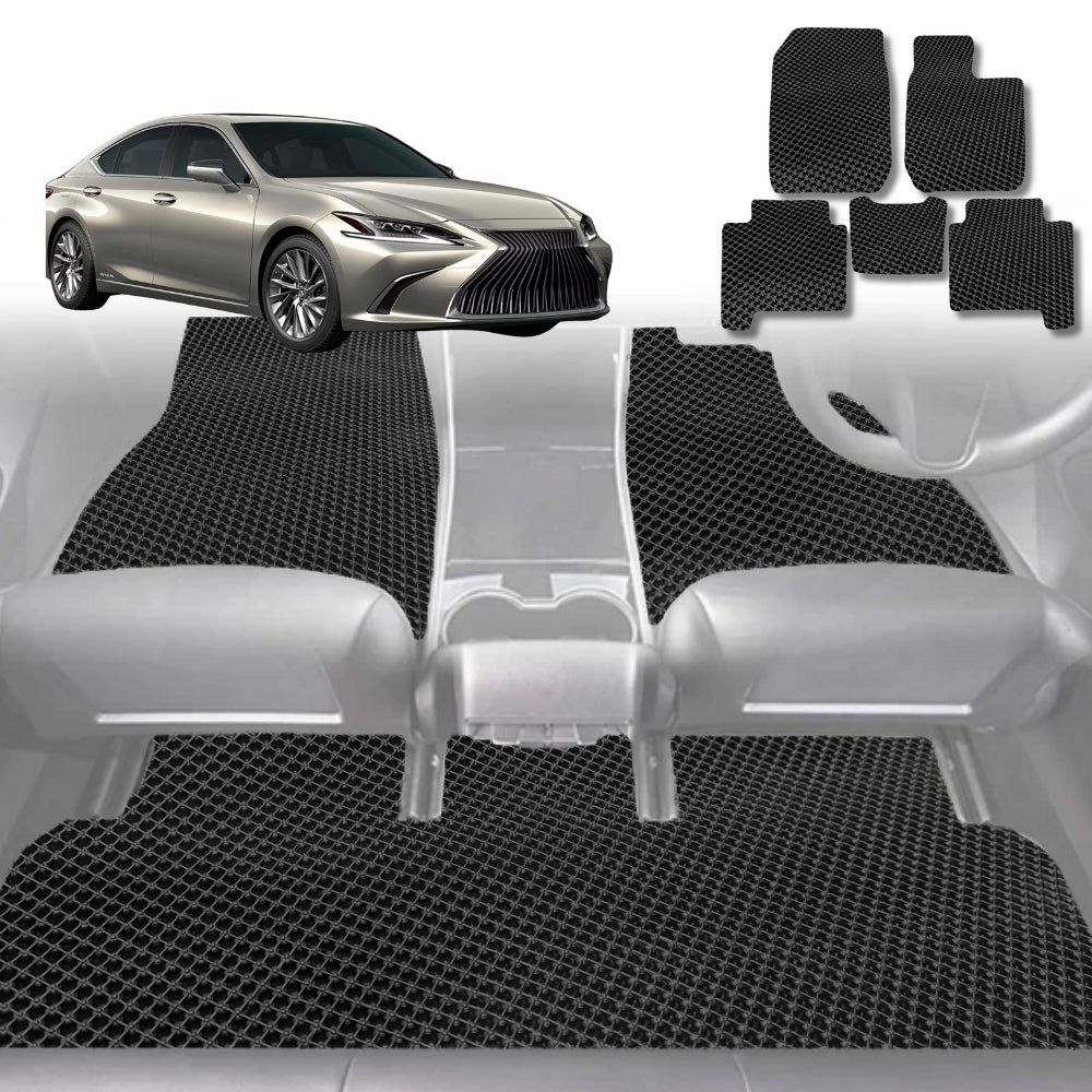 6D Diamond Car Floor Mats for Lexus ES 2019-Current-Full Set-Black-Outback GT