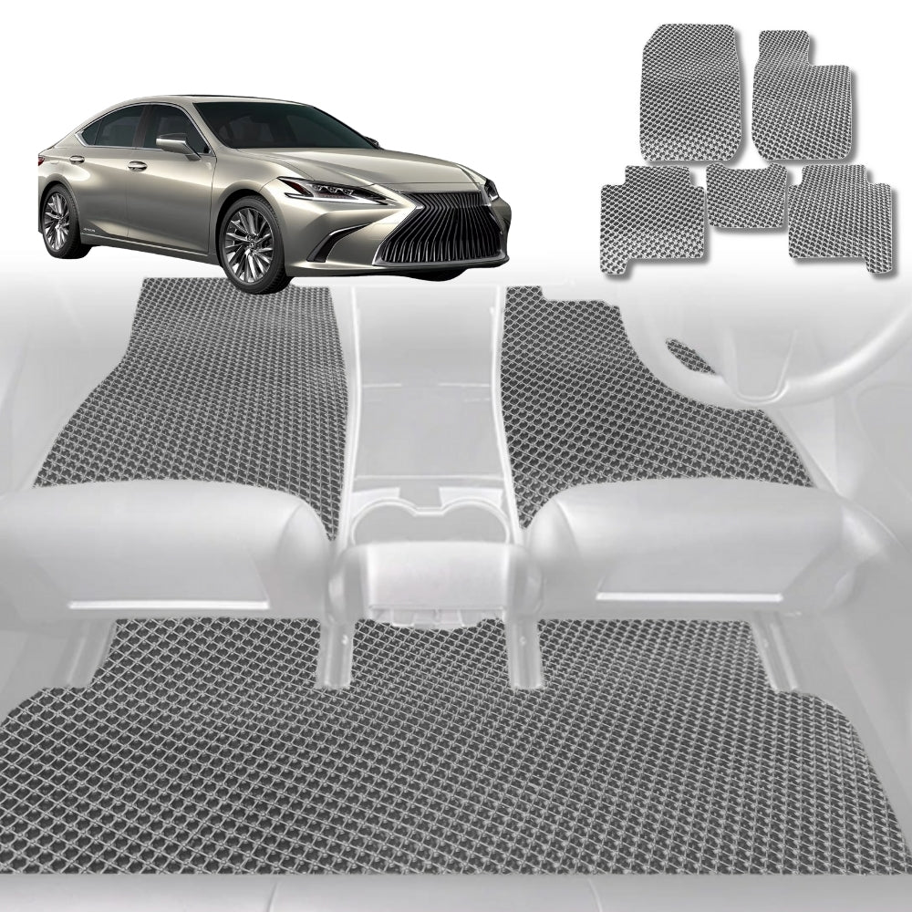 6D Diamond Car Floor Mats for Lexus ES 2019-Current-Full Set-Grey-Outback GT