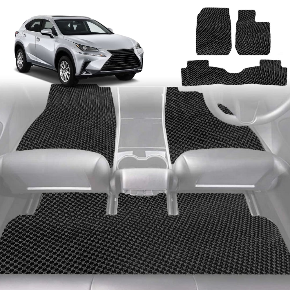 6D Diamond Car Floor Mats for Lexus NX 2014-2021-Full Set-Black-Outback GT
