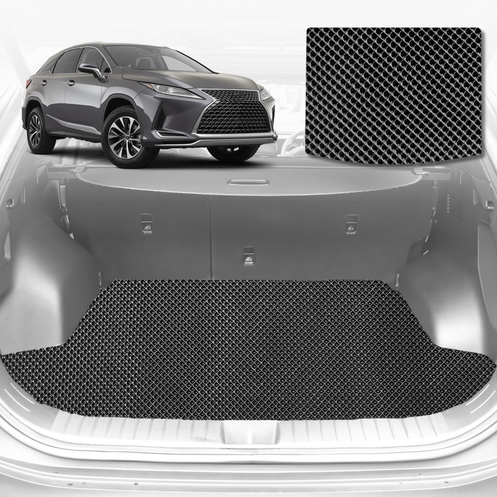 6D Diamond Car Boot Mat for Lexus RX (20R, 25R, 26R)2015-2022-(3rd Row seats up/7 seater)-Cargo Mat-Black-Outback GT