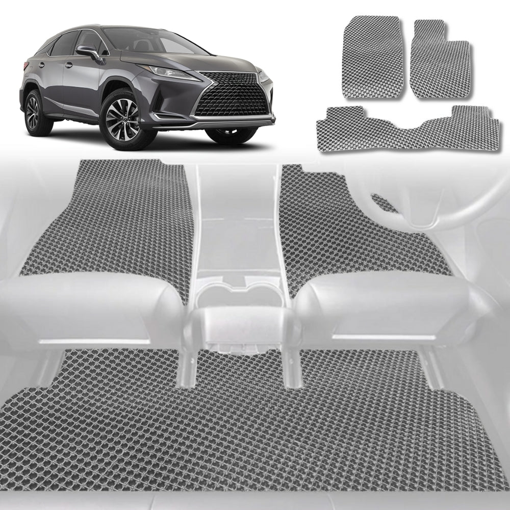 6D Diamond Car Floor Mats for Lexus RX 2015-2022-Full Set-Grey-Outback GT