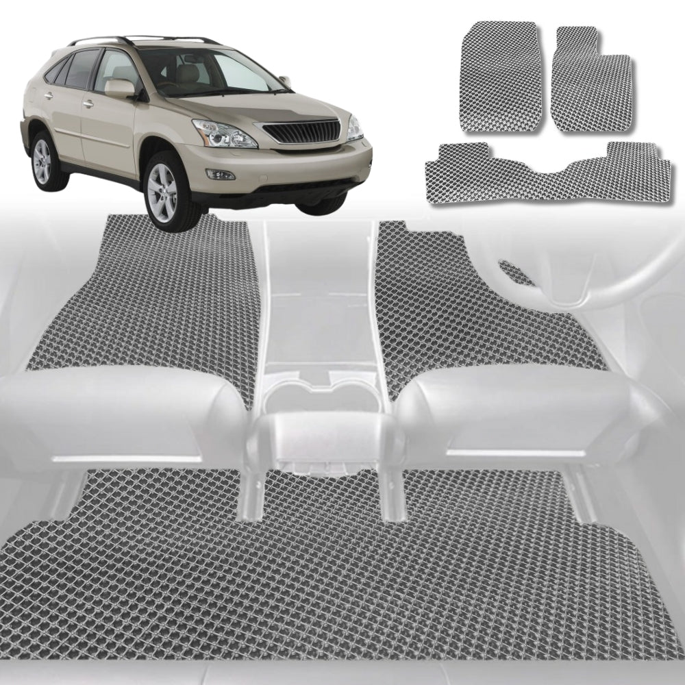 6D Diamond Car Floor Mats for Lexus RX (GSU35)2003-2009-Full Set-Grey-Outback GT