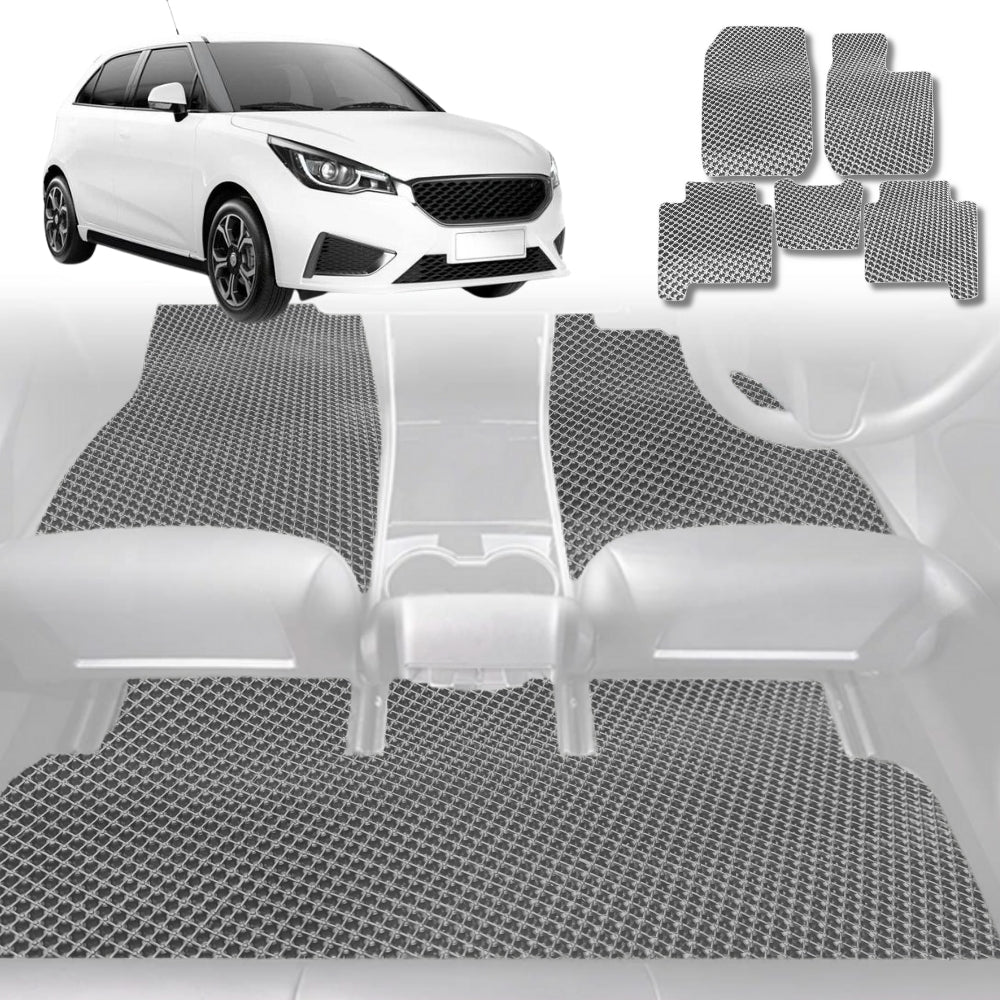 6D Diamond Car Floor Mats for MG 3 2011-Current-Full Set-Grey-Outback GT